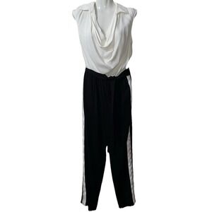 REISS Jumpsuit 0 ALLIE‎  Color Blocked Black White Side Stripe Elegant Feminine